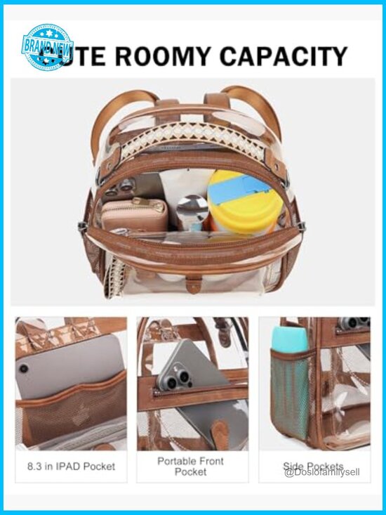 Clear Mini Backpack Purse Stadium Approved PVC Transparent Shoulder Bag main image 6